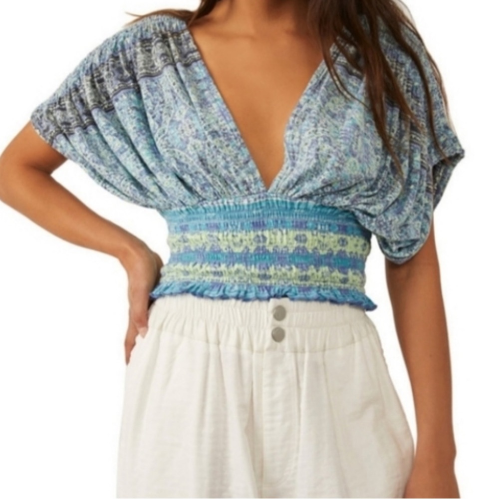 Free People Next Vacation Top - Mint combo - L